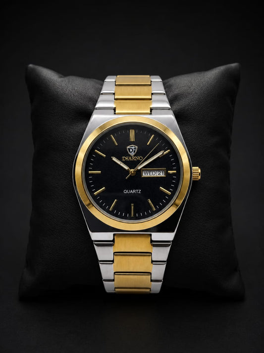 Dearno Premium Quartz Men's Watch Day And Date Display - Timepiece Designed For Wristwear And Daily Timekeeping Routine - Black Dial